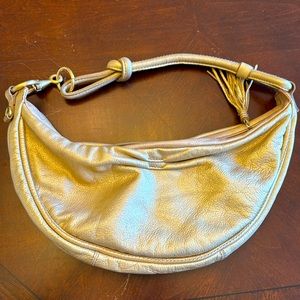 Fossil (Gold) Crescent Genuine Leather Knot Strap Bag